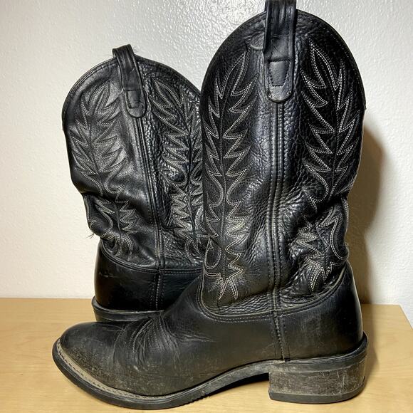 Double H Work Western Boot 150 Plus Abrasion Black Block Heel Work Boots 10.5 main image 6